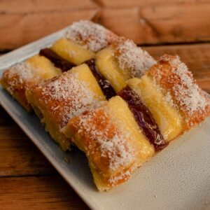 Crema, membrillo y coco